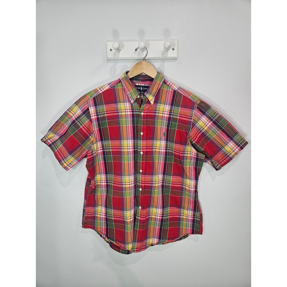 Polo Ralph Lauren Mens XL Classic Fit Short Sleeve Plaid Button Down Shirt Multi